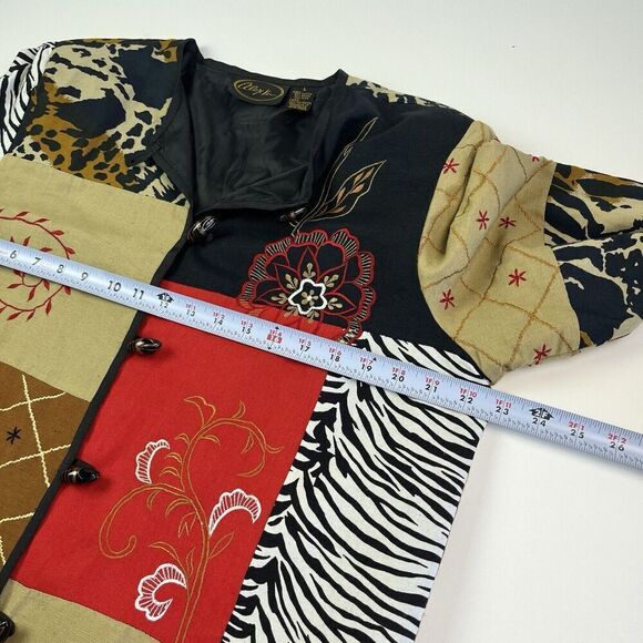 Alex Kim Patchwork Embroidered Jacket L Cottagecore Boho Y2K Vtg Art to Wear - Picture 6 of 14